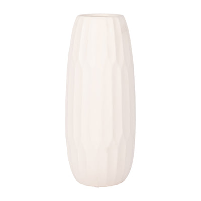 CERAMIC 14" VASE , CREME