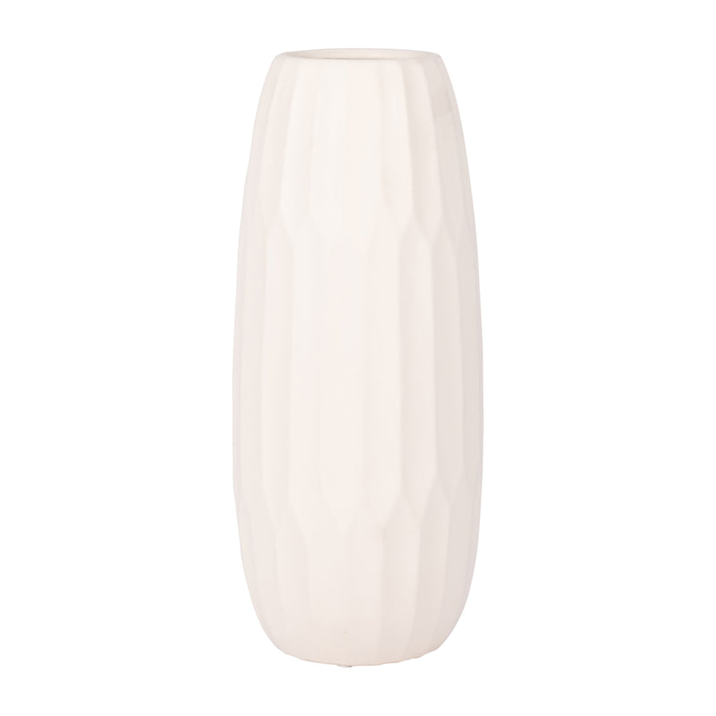 CERAMIC 14" VASE , CREME