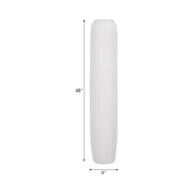 48" Rough Cylinder Floor Vase, White