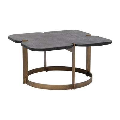 METAL, 32X17  STONE TOP COFFEE TABLE, GOLD/BLACK