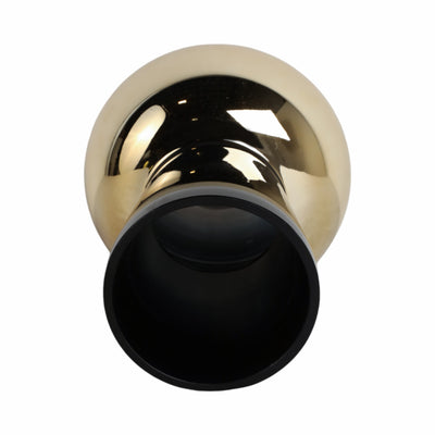 GLASS, 12" TOTEM VASE, BLACK/GOLD