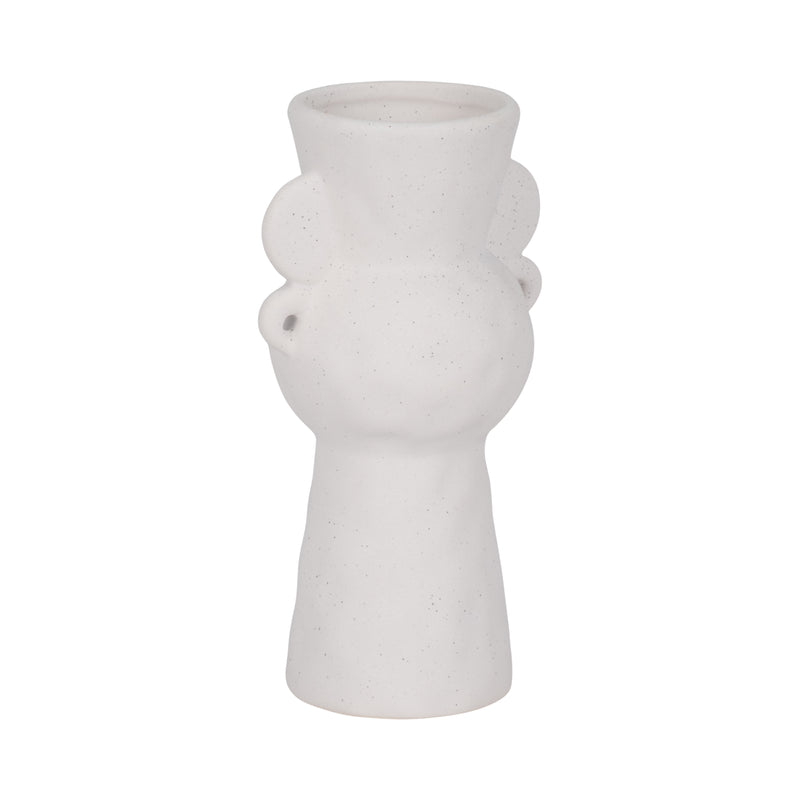 8" Rough Totem Bud Vase, White