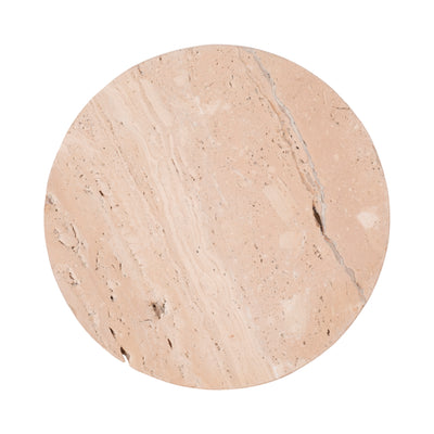 10" Travertine Tray On Wood Ball Feet, Tan