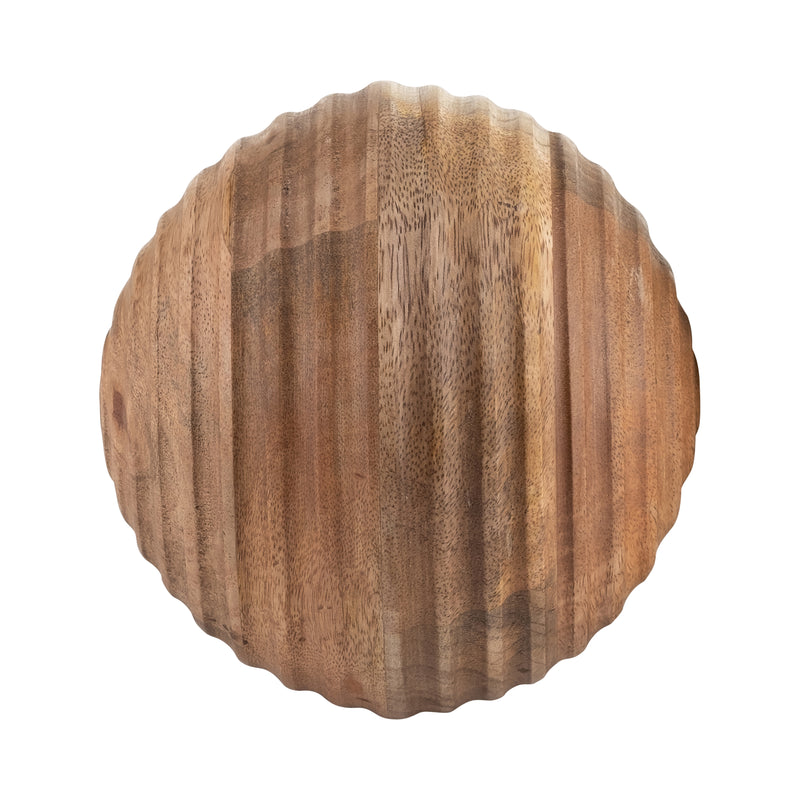 6" WOODEN ORB W/ RIDGES, NATURAL