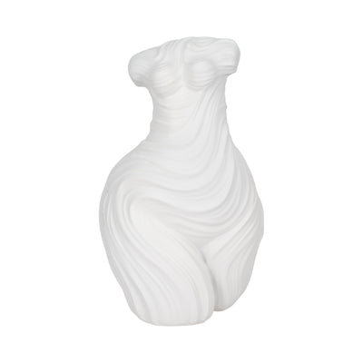 16" Curvy Ribbed Sculpture, White