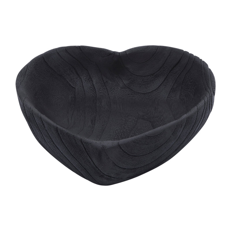 WOOD, S/2 9/10" HEART BOWLS, BLACK