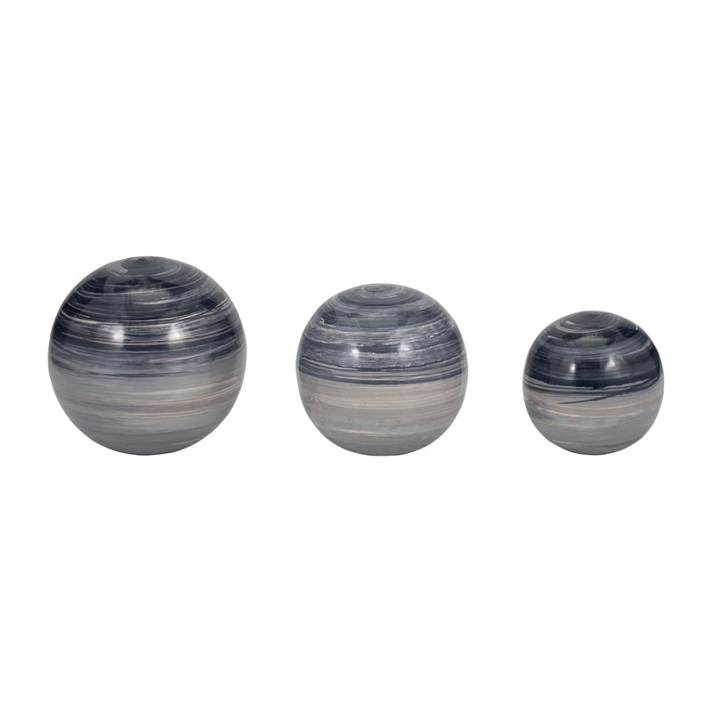 METAL, S/3 GALAZY ORBS, 2-TONE BLACK