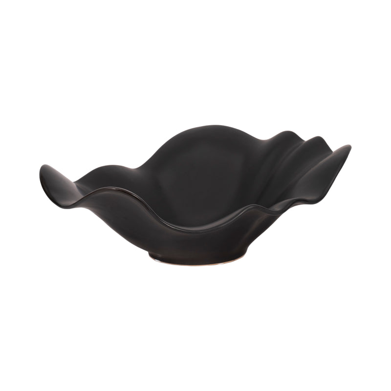 18" Ruffled Edge Bowl Matte Finish, Black