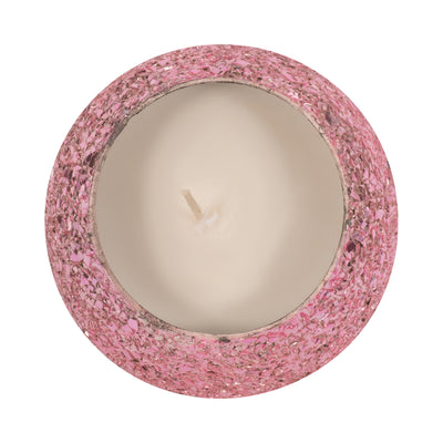 Glass, 4" 11 Oz Crackled Scented Candle, Pink