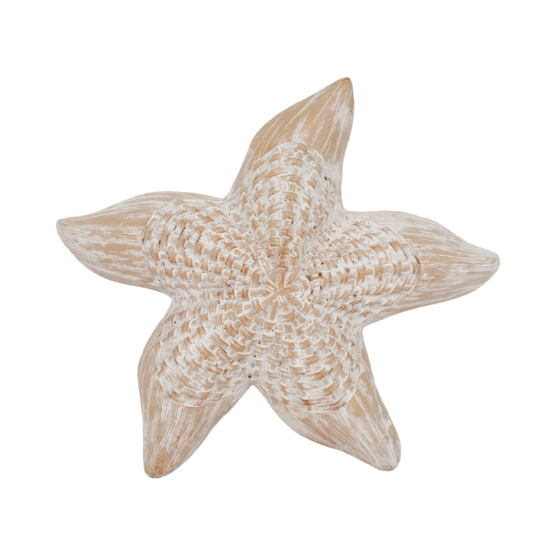 10" Resin Wicker Starfish, White