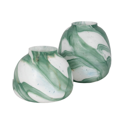 9" Ebb & Flow Vase, Green/clear