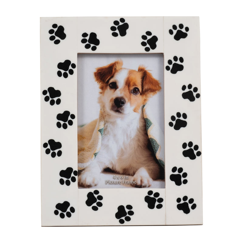 RESIN, 4X6 PAW PRINTS PHOTO FRAME, BLACK/WHITE