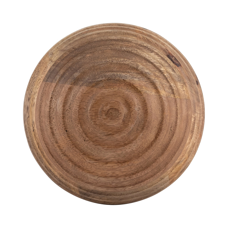 6" WOODEN ORB W/ RIDGES, NATURAL