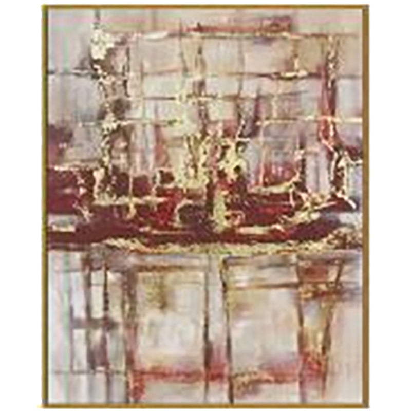43X53 ABSTRACT ON CANVAS W/ GOLD FOIL, RED