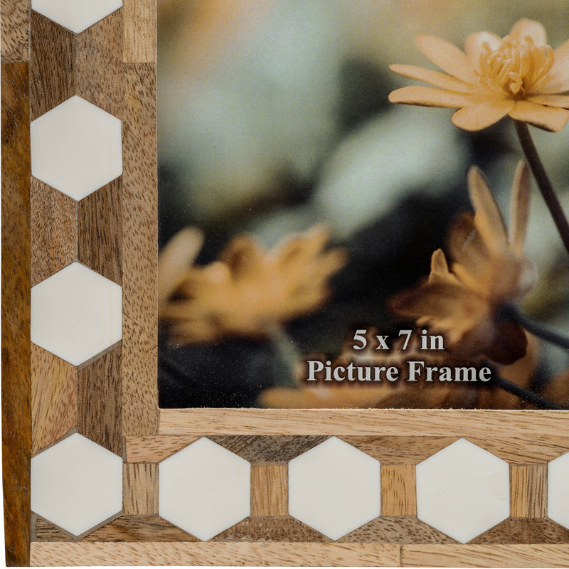 WOOD/RESIN,5X7 HEXAGON FRAME, WHITE