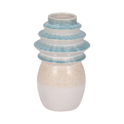 9" Fluted Top Vase Reactive Finish, Multi