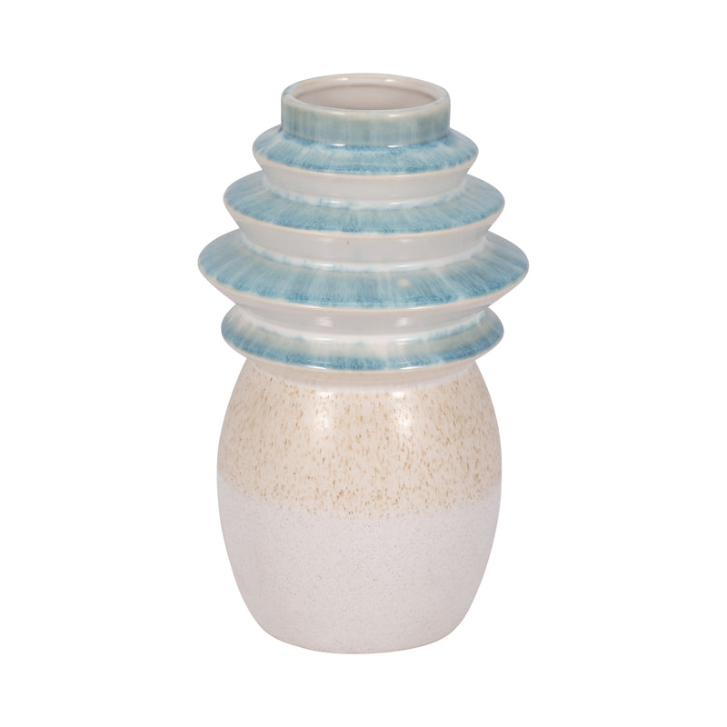 9" Fluted Top Vase Reactive Finish, Multi