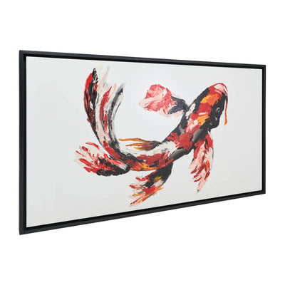 59X35, Hand Painted Koi Fish, Red/Blk