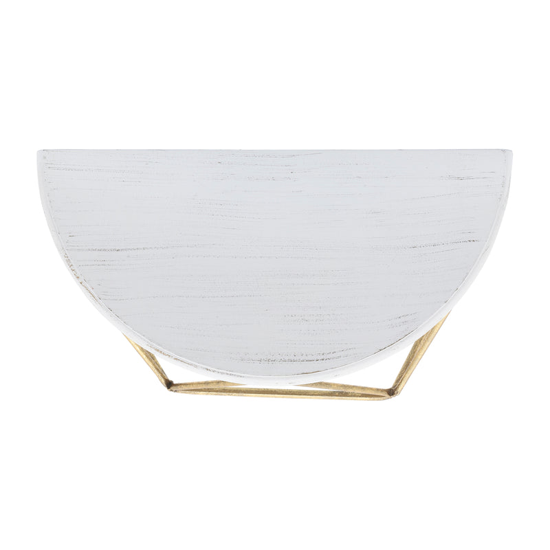 WOOD / METAL 16" L DEMILUNE WALL SHELF, WHITE