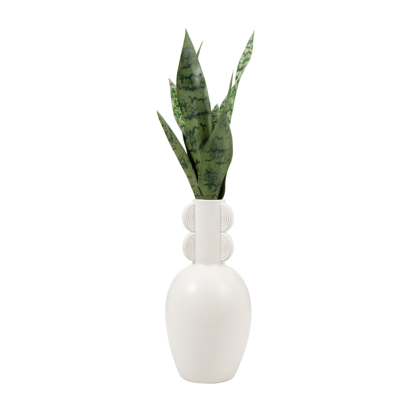 Cer, 13" Eared Vase, Cotton