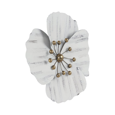 METAL 16" WALL FLOWER, WHITE,WB