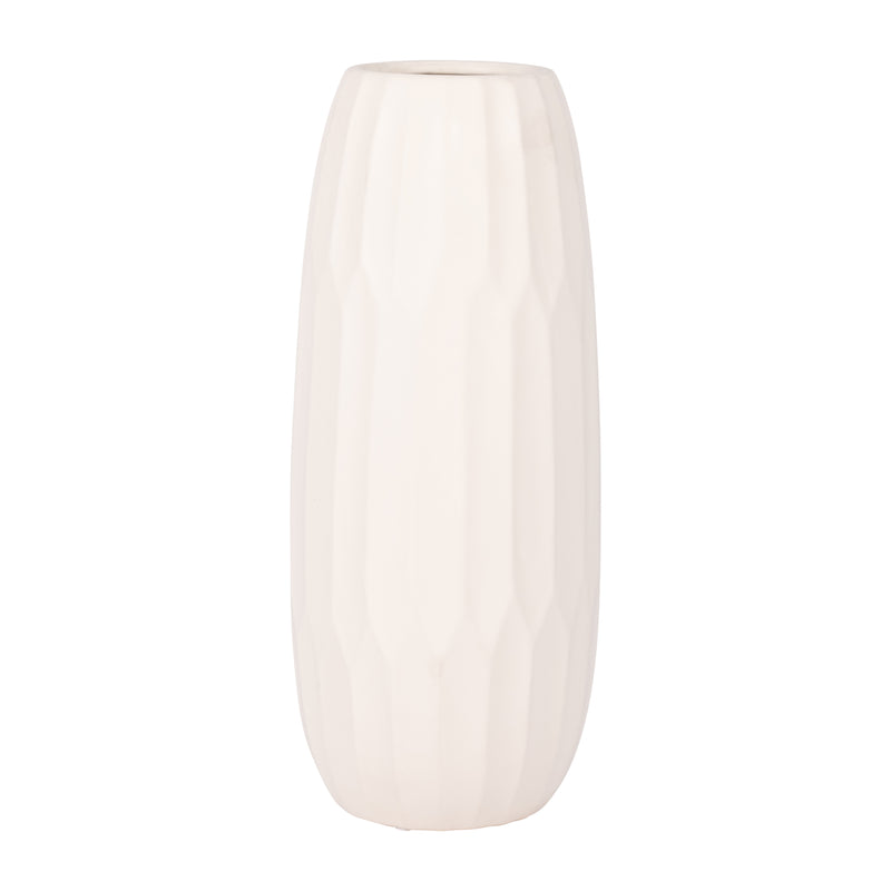 CERAMIC 14" VASE , CREME