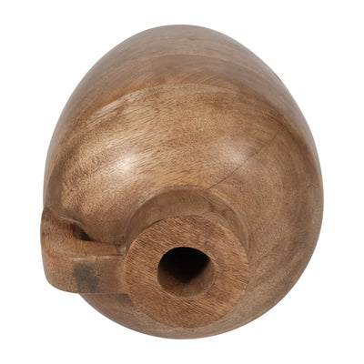 WOOD, 9" JUG VASE WITH HANDLE, NATURAL