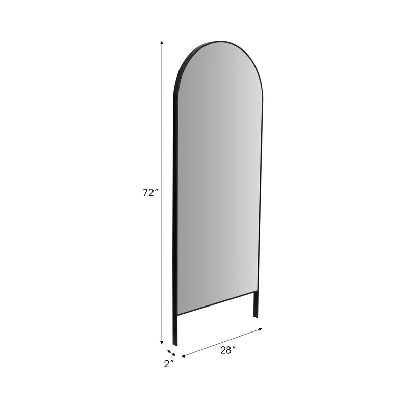 METAL, 28X72 ARCH FLOOR MIRROR ON STAND, BLACK