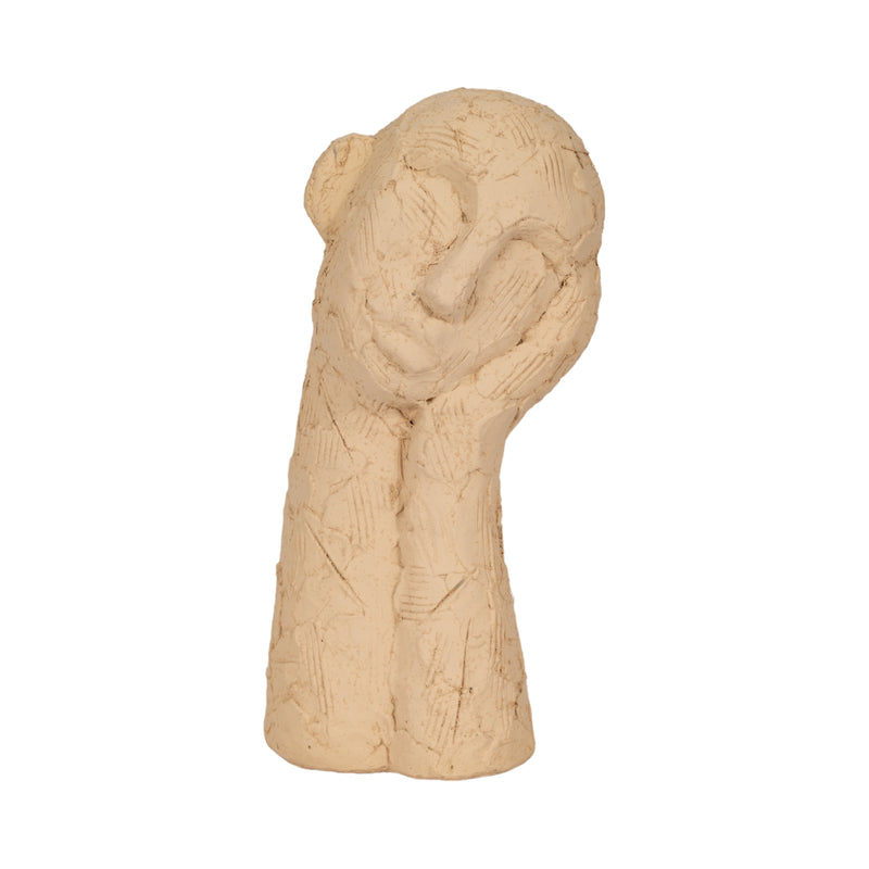 11" Resting Head On Hand Figure, Tan