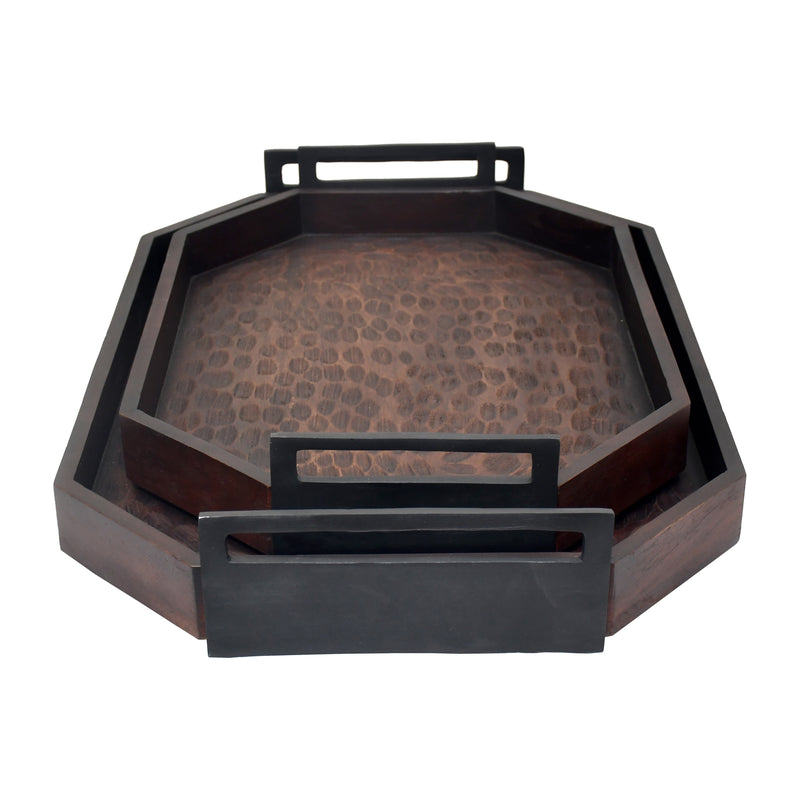 S/2 25/30" Jones Wood Trays, Brown