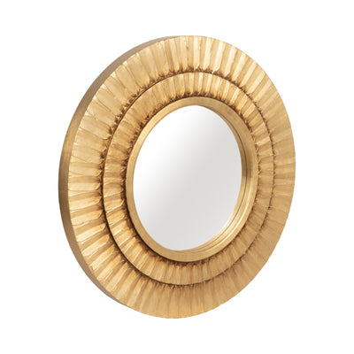 47x47 Round Tribal Gold Leaf Mirror