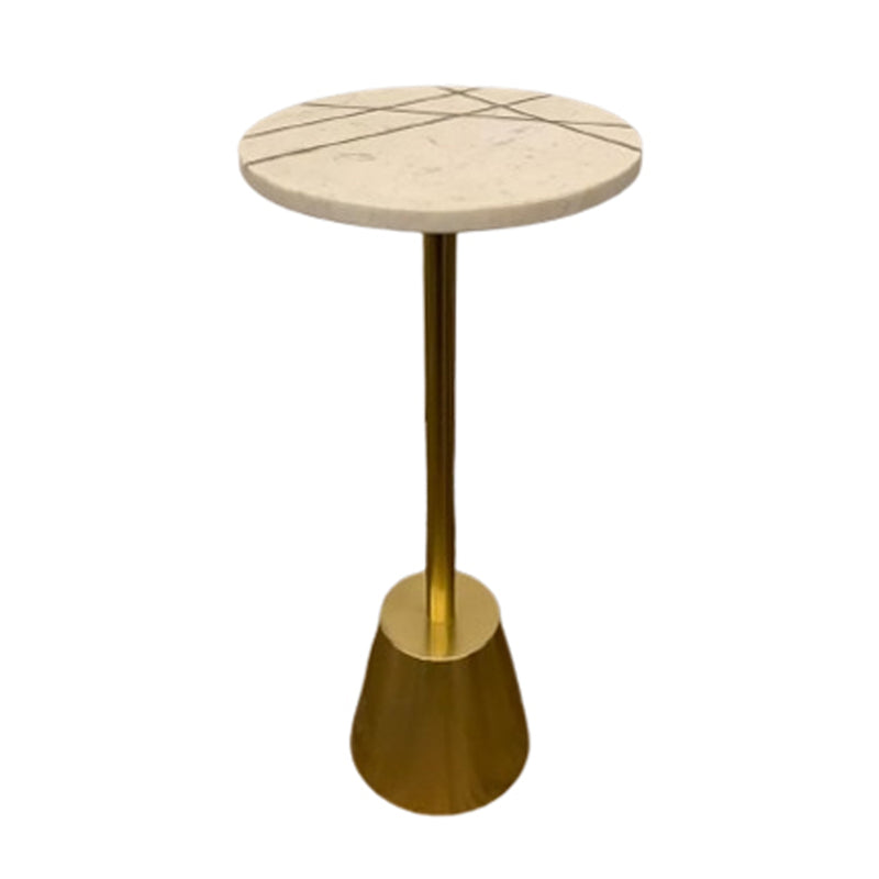 24" Giraud Marble And Brass Inlay Accent Table