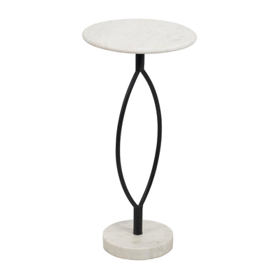 METAL, 24" LOOPHOLE TABLE MARBLE BASE, BLACK