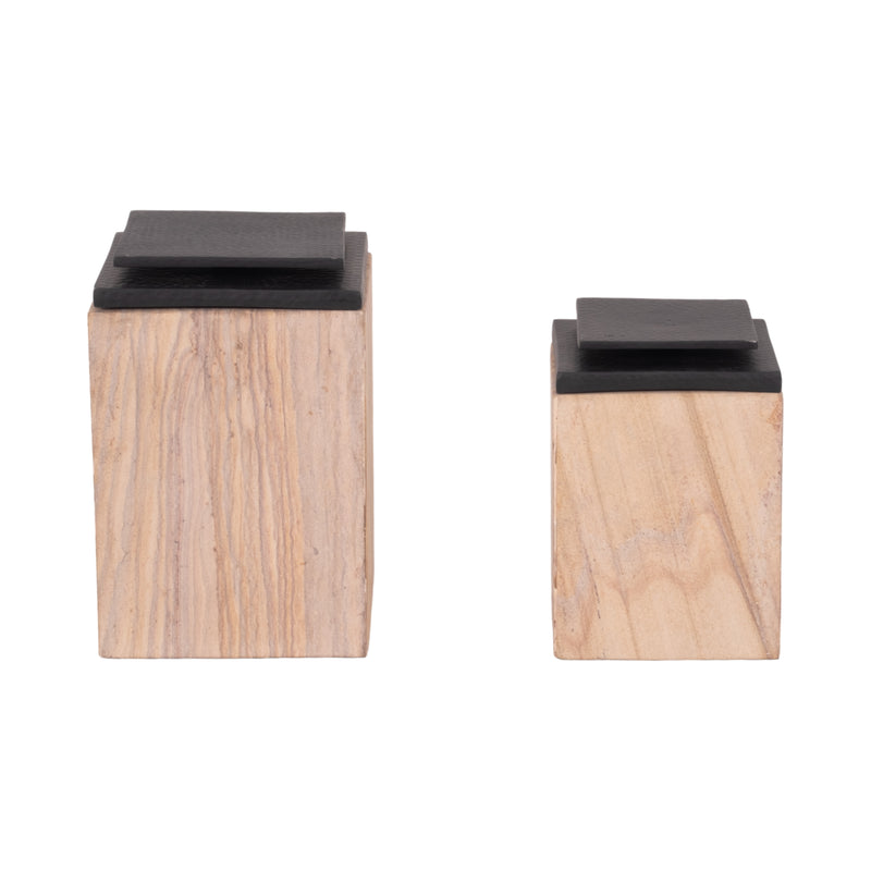 S/2 8/9" Maverick Sandstone Boxes, Natural