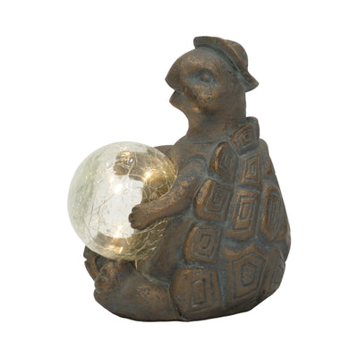 7" Turtle With Solar Orb, Antique Copper