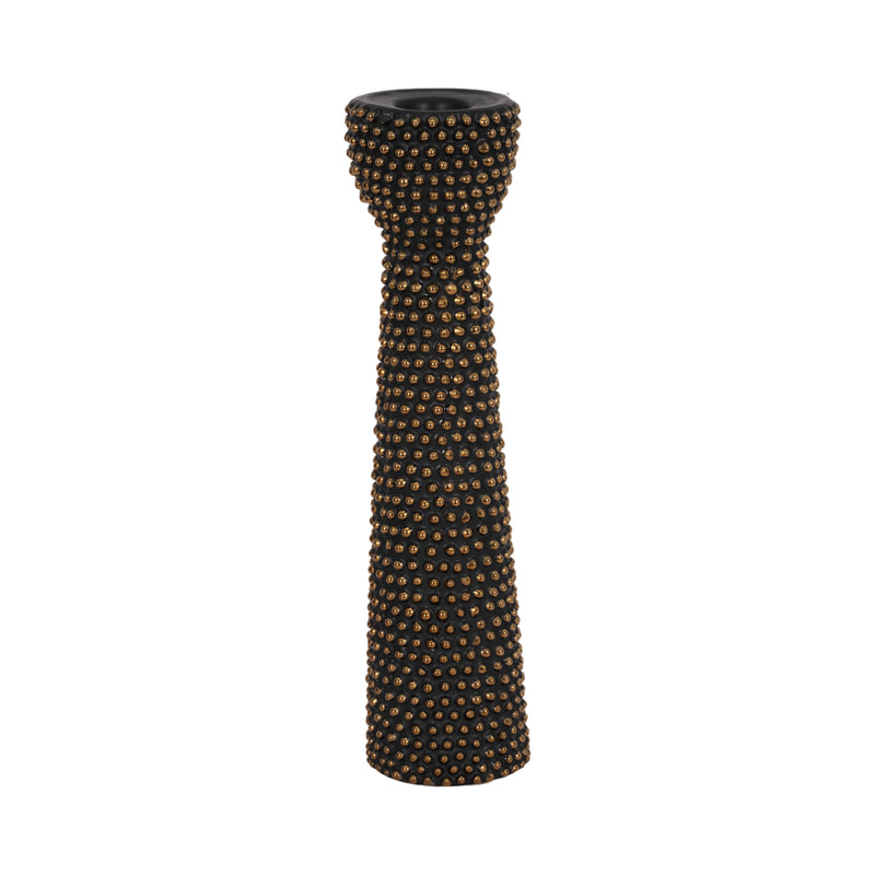 CERAMIC 16" SPIKE CANDLE HOLDER BLACK/GOLD