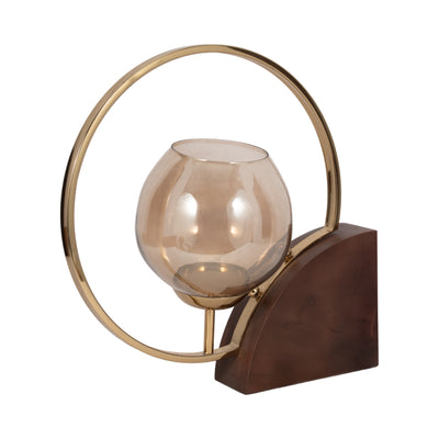 Metal, 17" Half-ring Candle Holder, Gold