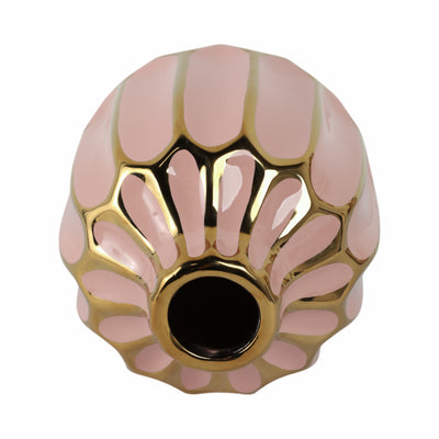 CERAMIC VASE 8", BLUSH/GOLD