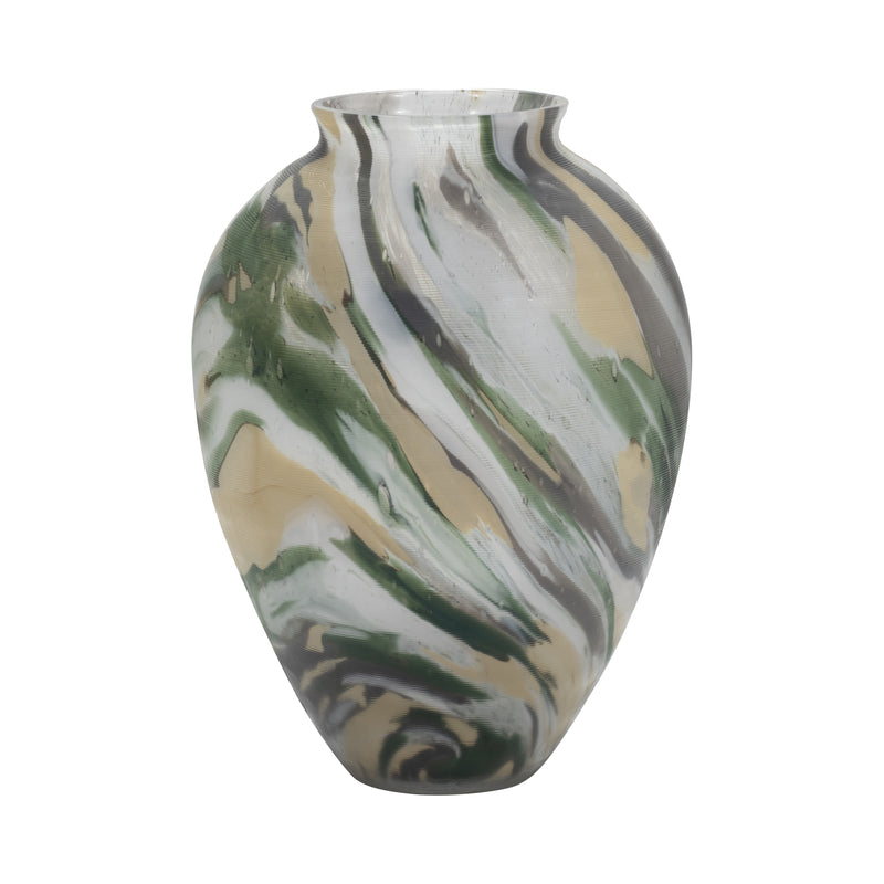 Marco Glass, 12" Marbled Look Vase, Multi