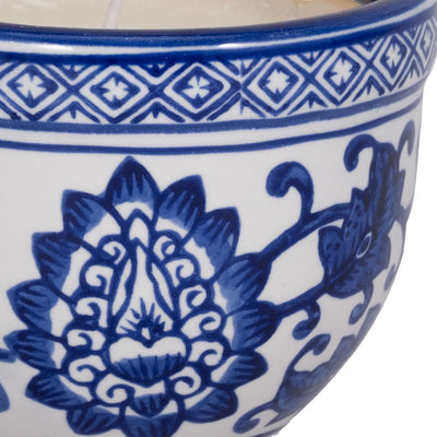 4", 6oz Bowl Chinoiserie Candle, Blue/white