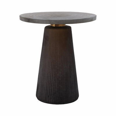 Glass, 18" Accent Table W Brass Base, Smokey Brown