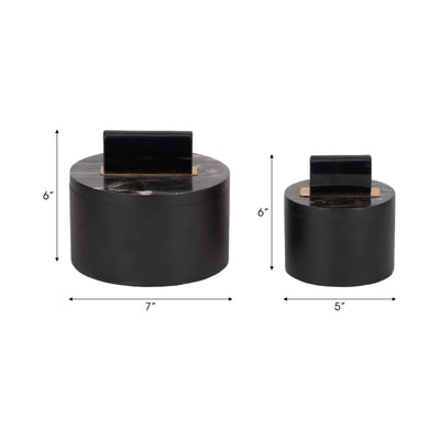 Resin, S/2 6/7" Wheatly Black Boxes