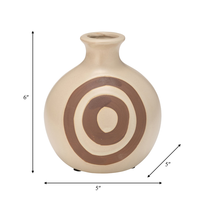 CER, 7"H ABSTRACT VASE, IRISH CREAM