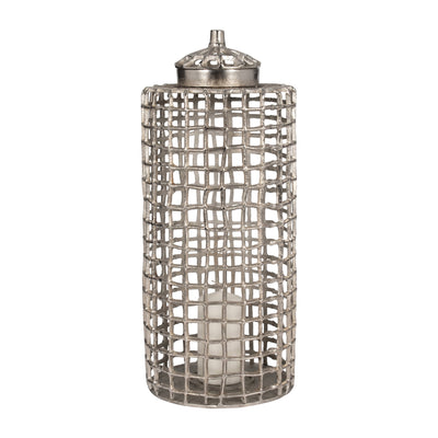 METAL, 23" LIDDED JAR, SILVER