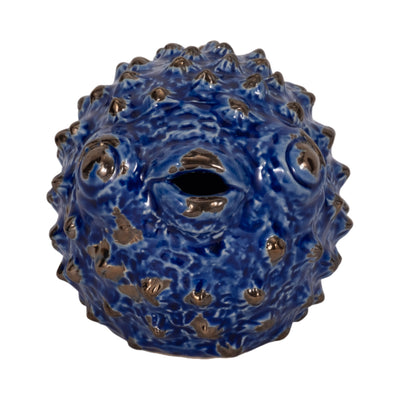 BLUE CERAMIC PUFFER FISH 10"