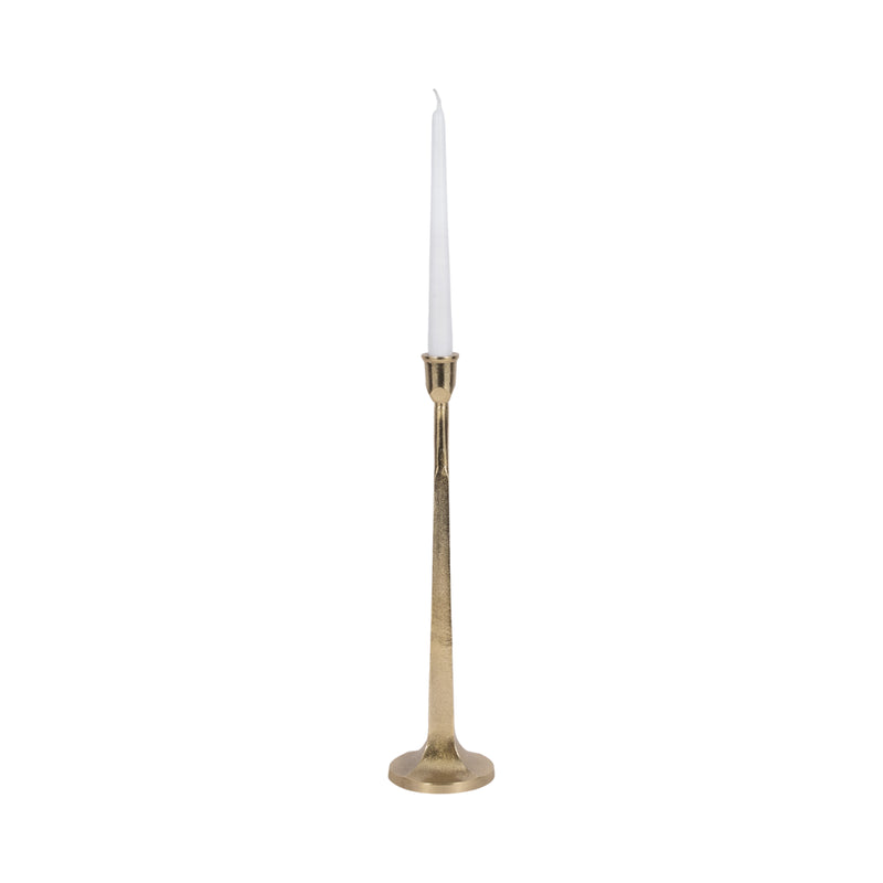 METAL, 16" SQUARED OFF TAPER CANDLEHOLDER, GOLD