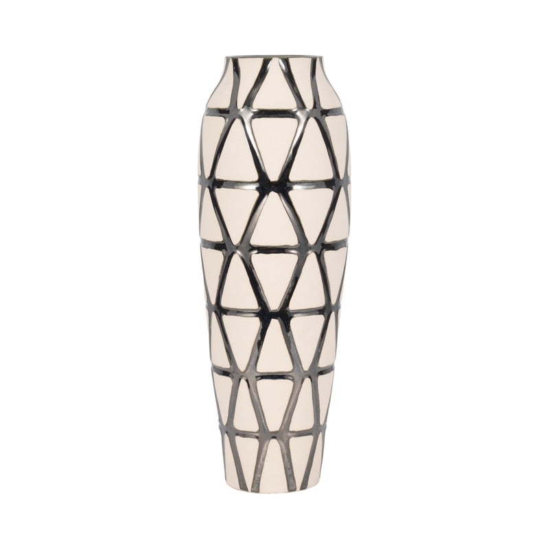 22" Fabiola Oversized Tribal Vase, Pewter