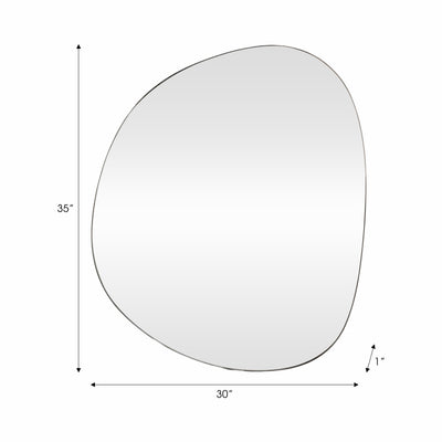 30x35" Irregular Round Mirror, Black