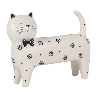 Cer, 8" Daisies Cat, White