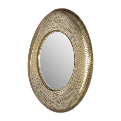 METAL,30",BOWL W/V PATTRN MIRROR,GOLD